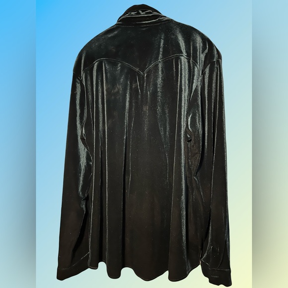 Lucky & Blessed NWT Emerald Green Velvet Button Down Western Style Shirt 3X - Picture 2 of 3
